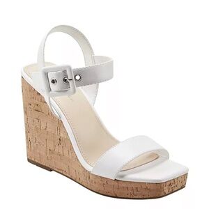 NEWMarc Fisher Lukey White platform wedge dress heel sandals women size 9.5